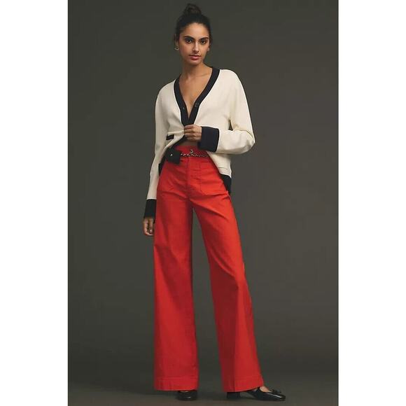 NWT Maeve The Colette Full-Length Wide-Leg Pants Sz 33 Orange Red #7A406 - Picture 1 of 12